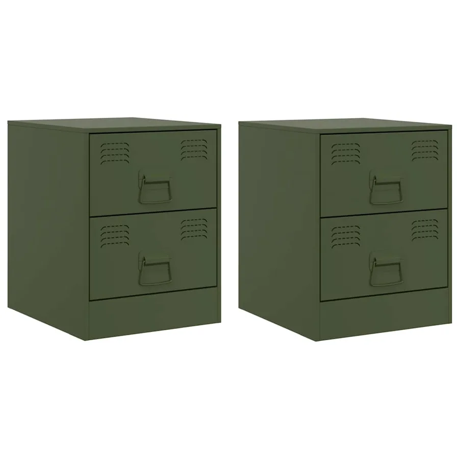 Tables de chevet 2 pcs vert 34,5x39x44 cm acier - 2