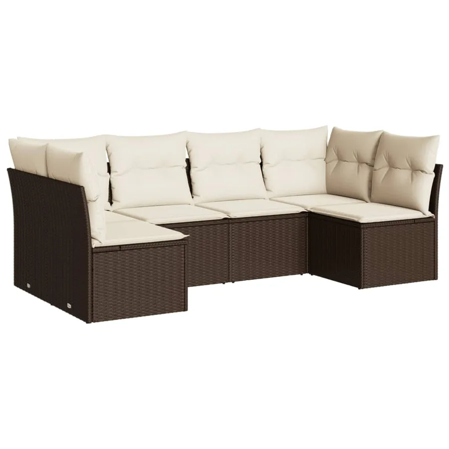 Salon de jardin avec coussins 6 pcs marron résine tressée - 2