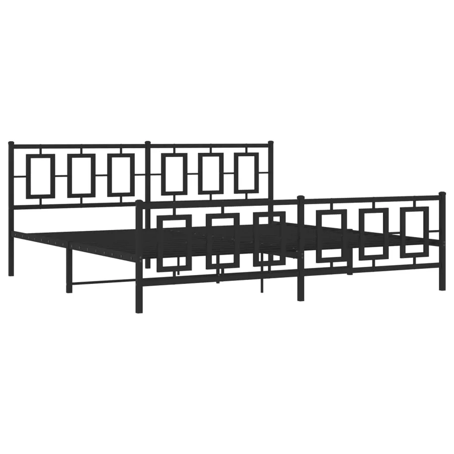Cadre de lit métal sans matelas avec pied de lit noir 193x203cm - 3