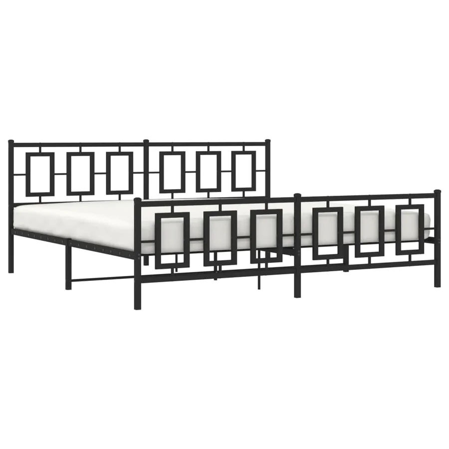 Cadre de lit métal sans matelas avec pied de lit noir 193x203cm - 4