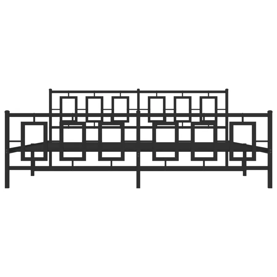 Cadre de lit métal sans matelas avec pied de lit noir 193x203cm - 5