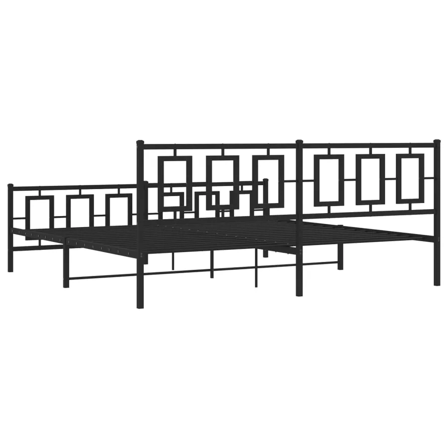 Cadre de lit métal sans matelas avec pied de lit noir 193x203cm - 7