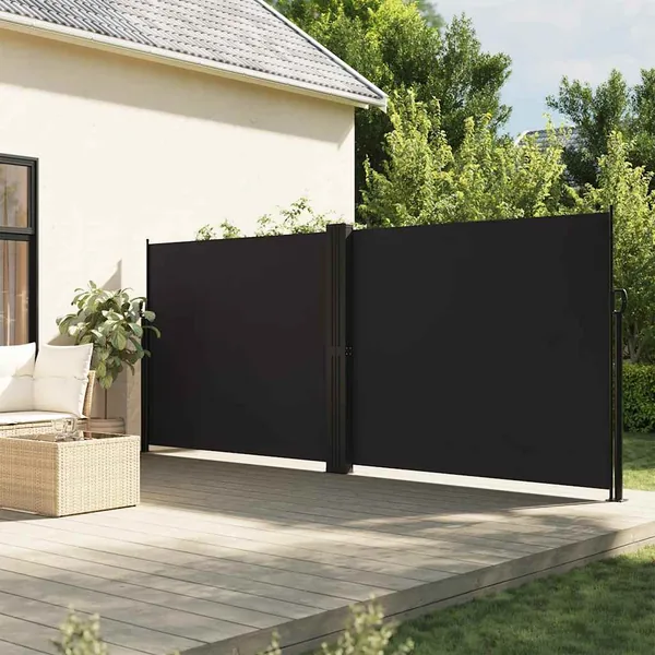 Auvent latéral rétractable noir 180x600 cm