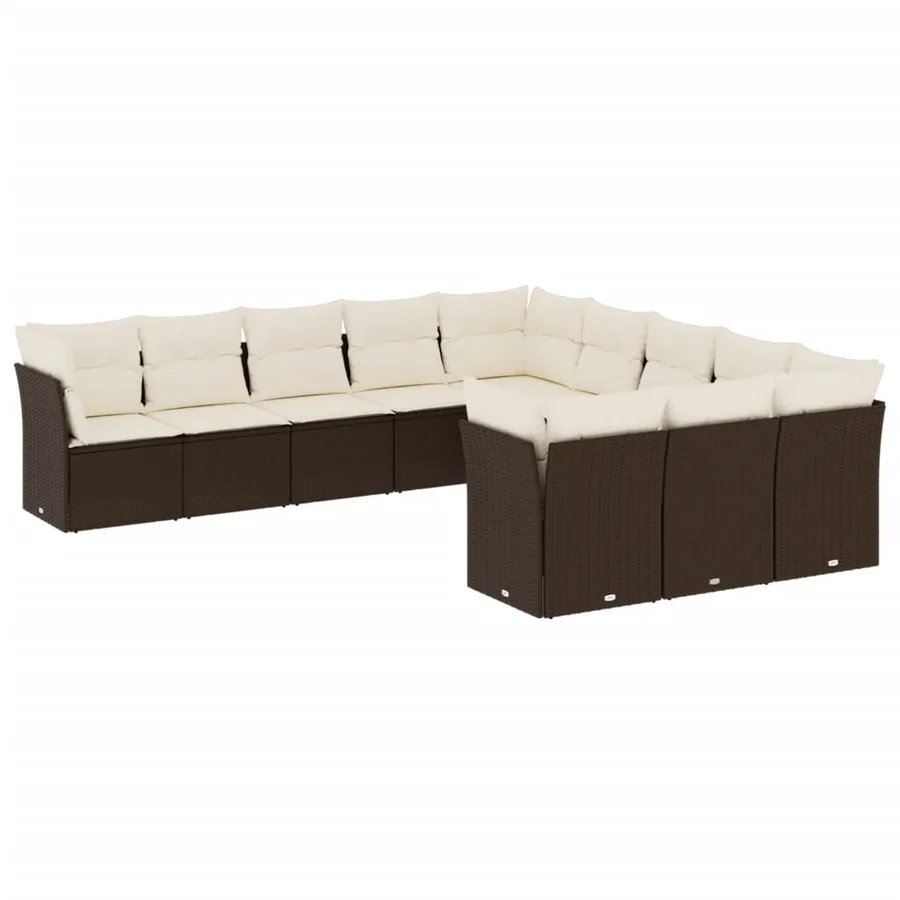 Salon de jardin et coussins 11 pcs marron résine tressée - 2