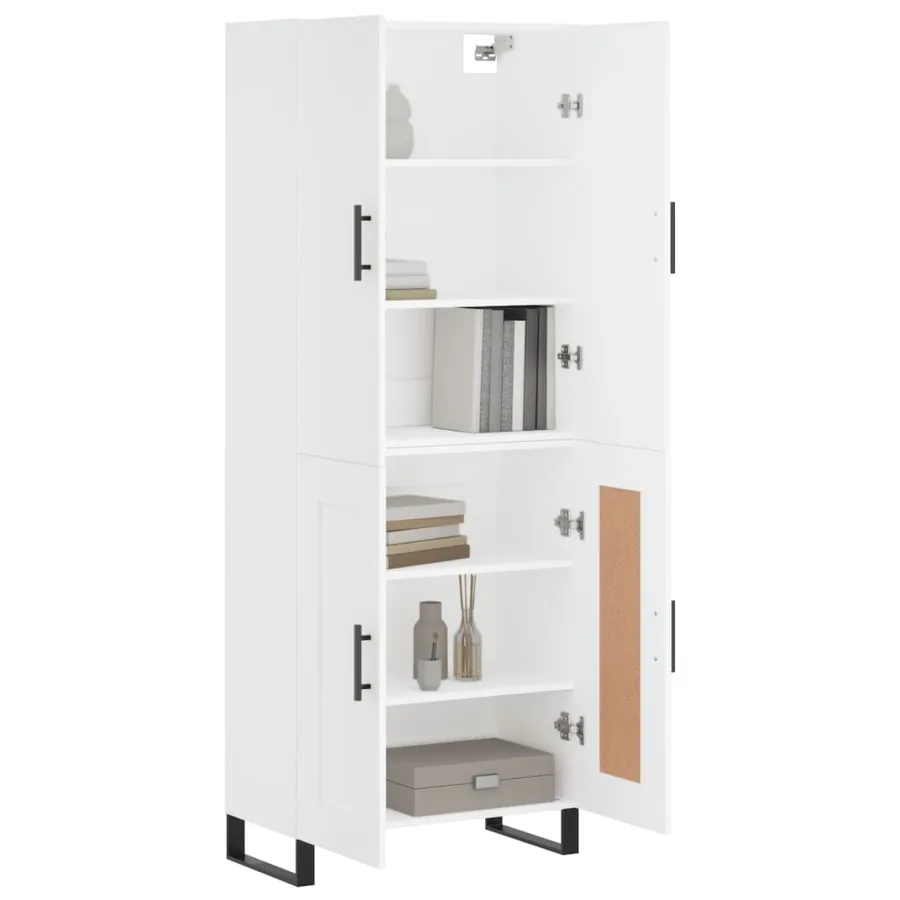 Buffet haut Blanc 69,5x34x180 cm Bois d'ingénierie - 3