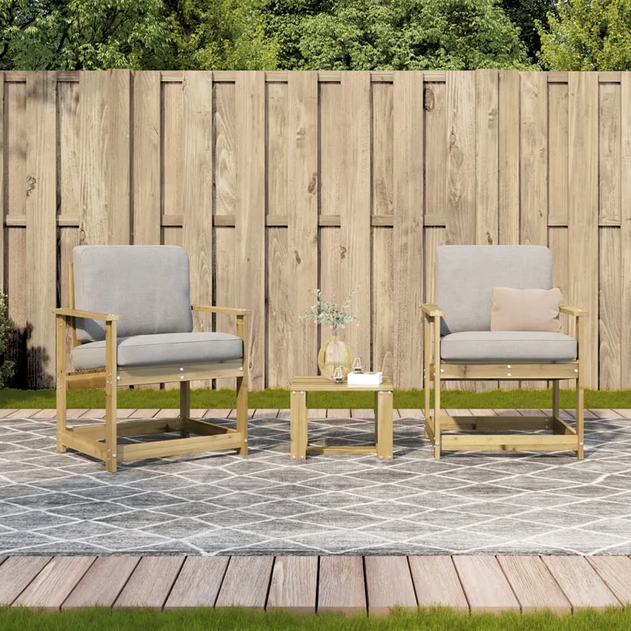 Salon de jardin 3 pcs bois de pin imprégné - 3