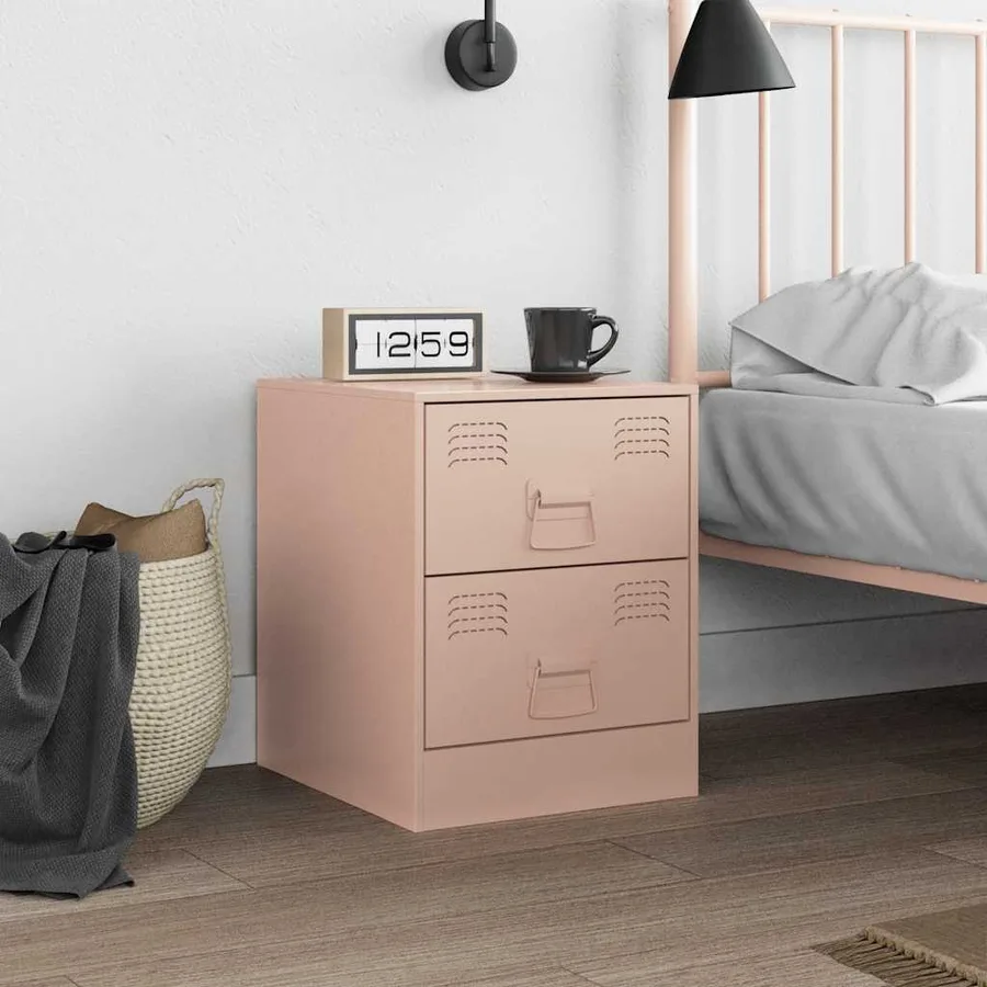 Table de chevet rose 34,5x39x44 cm acier - 3