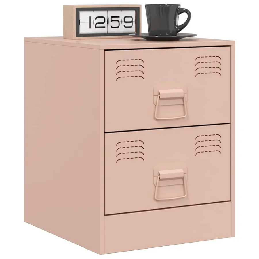 Table de chevet rose 34,5x39x44 cm acier - 4