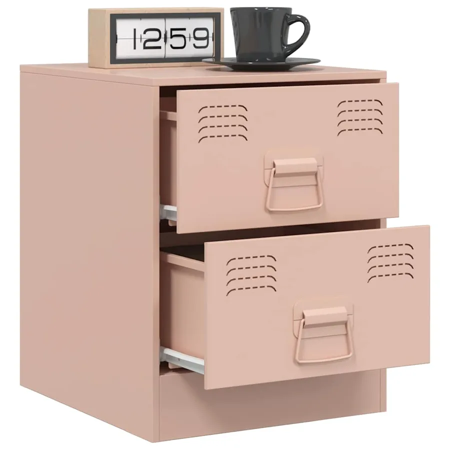 Table de chevet rose 34,5x39x44 cm acier - 5