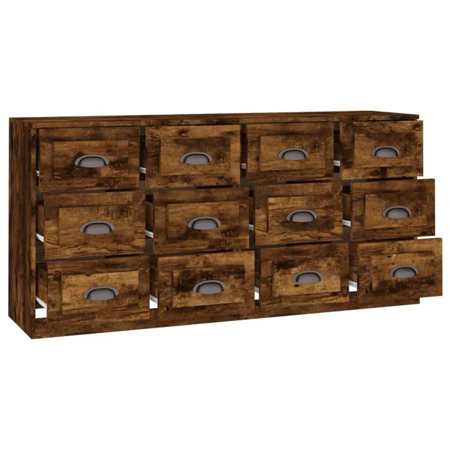 Buffets 2 pcs chêne fumé bois d'ingénierie - 5