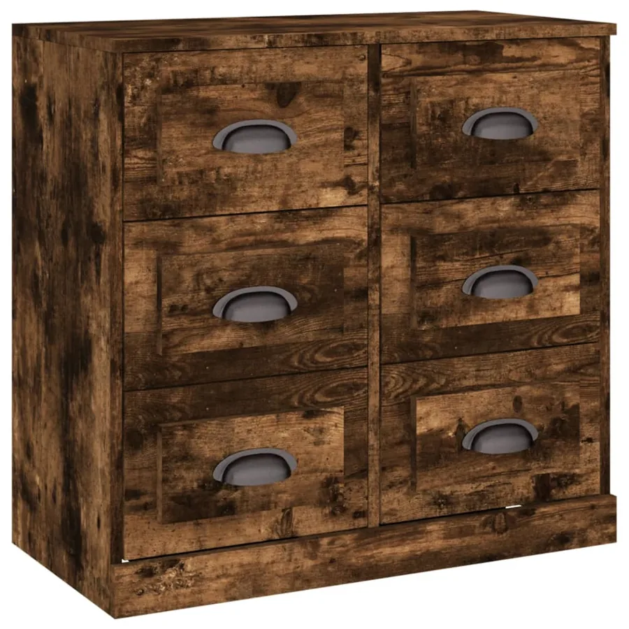 Buffets 2 pcs chêne fumé bois d'ingénierie - 6