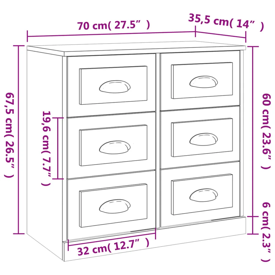 Buffets 2 pcs chêne fumé bois d'ingénierie - 8