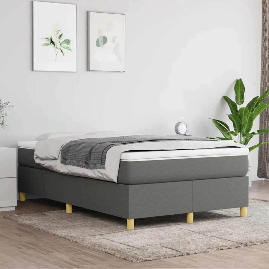 Sommier à lattes de lit avec matelas gris foncé 120x190cm tissu - 3