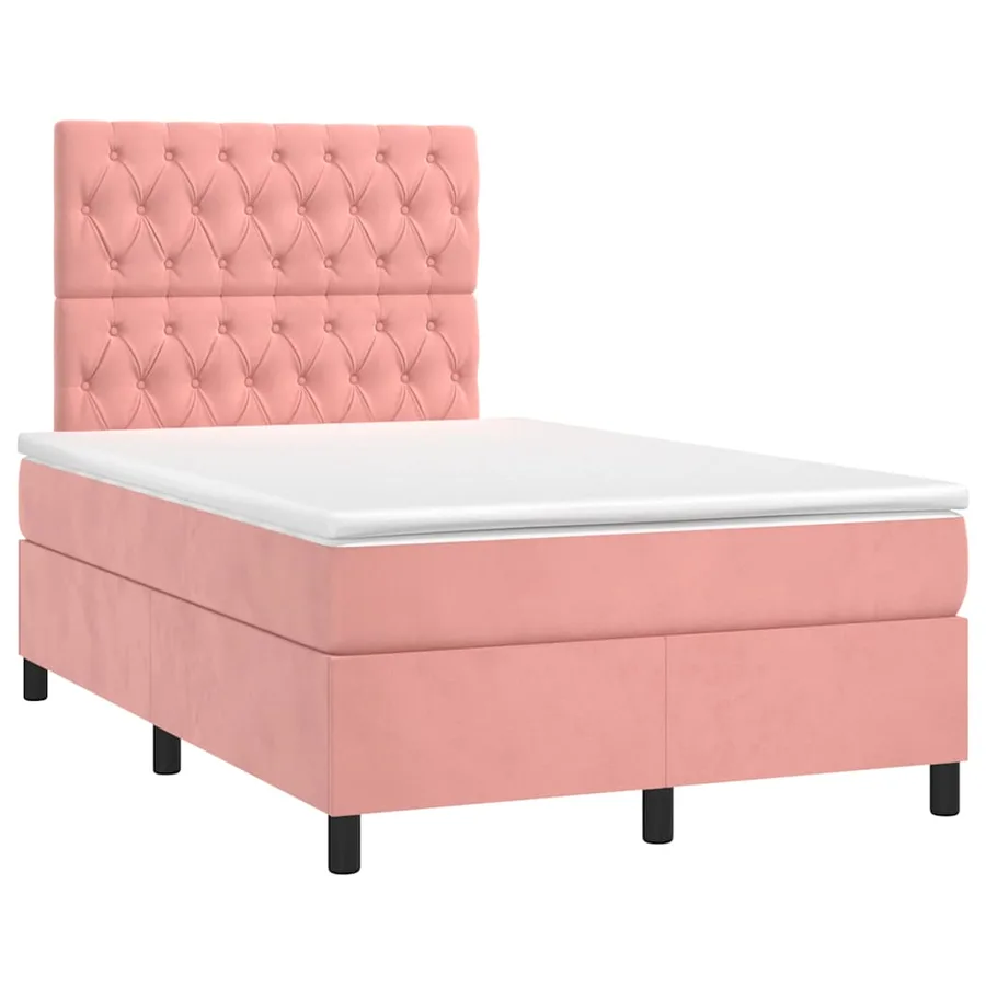 Sommier à lattes de lit avec matelas rose 120x190 cm velours - 2