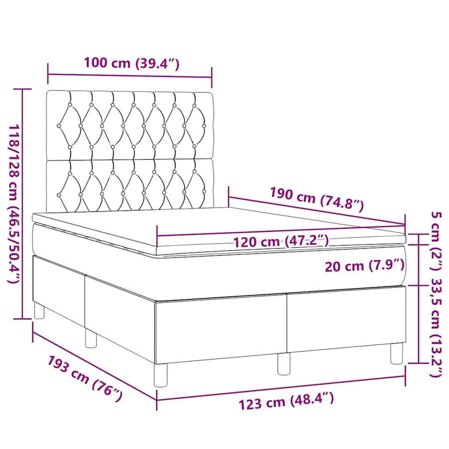 Sommier à lattes de lit avec matelas rose 120x190 cm velours - 9