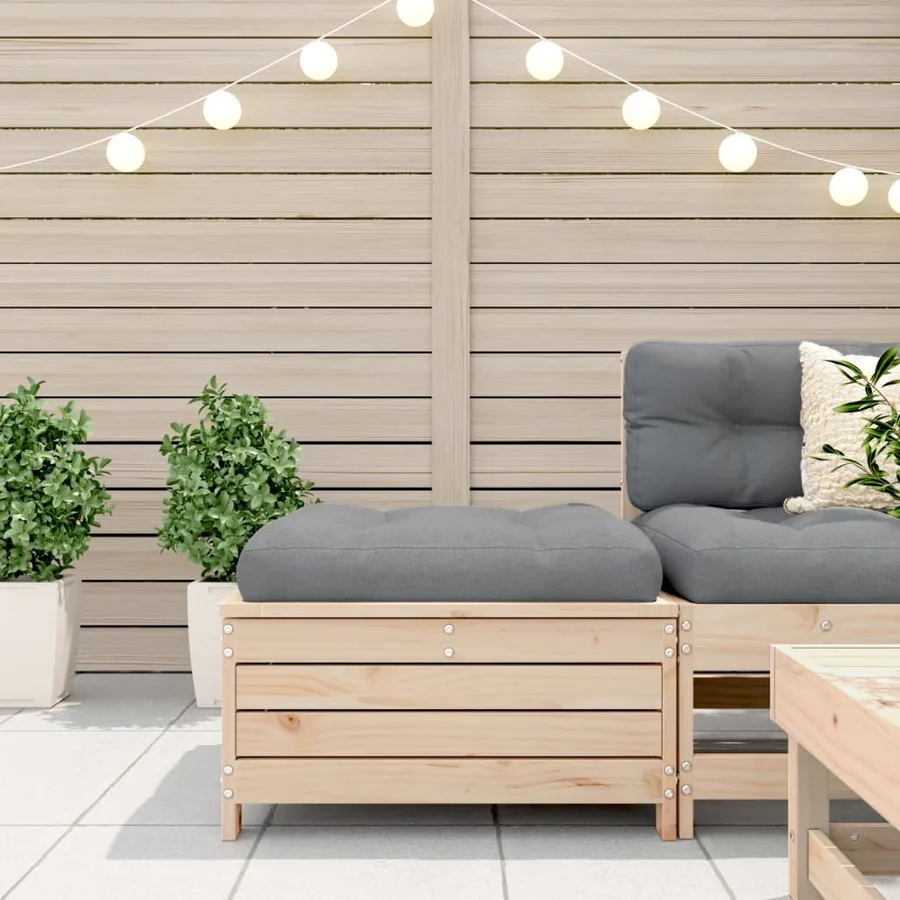 Repose-pied de jardin avec coussin bois de pin massif - 3