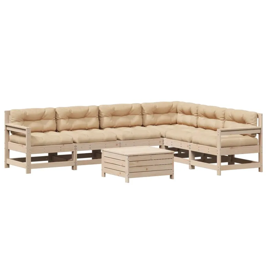 Salon de jardin 7 pcs avec coussins Bois de pin massif - 2