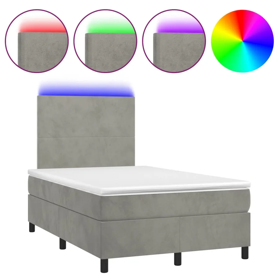 Sommier à lattes de lit avec matelas LED gris clair 120x190 cm - 2