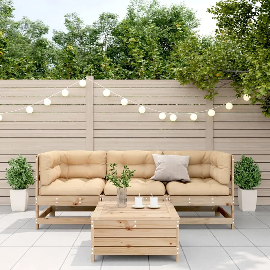 Salon de jardin 4 pcs avec coussins Bois de pin massif - 3
