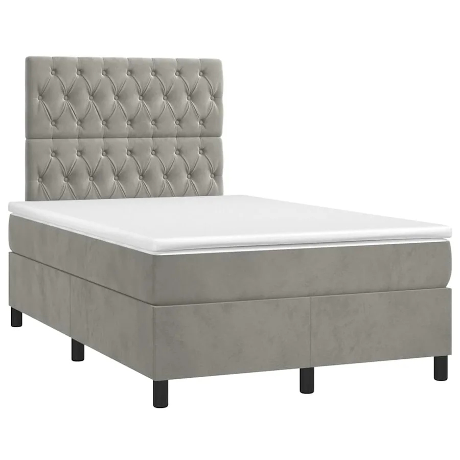 Sommier à lattes de lit et matelas gris clair 120x190cm velours - 2
