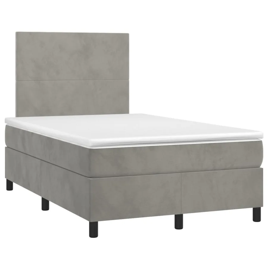 Sommier à lattes de lit et matelas gris clair 120x190cm velours - 2
