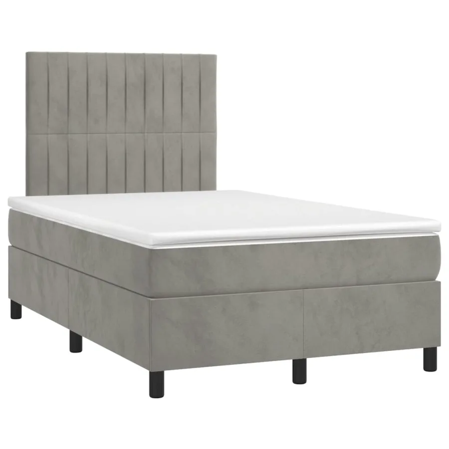 Sommier à lattes de lit et matelas gris clair 120x190cm velours - 2