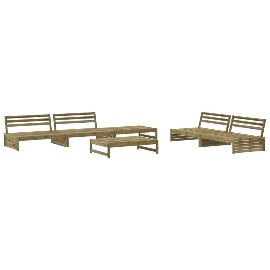 Salon de jardin 6 pcs avec coussins bois de pin imprégné - 3