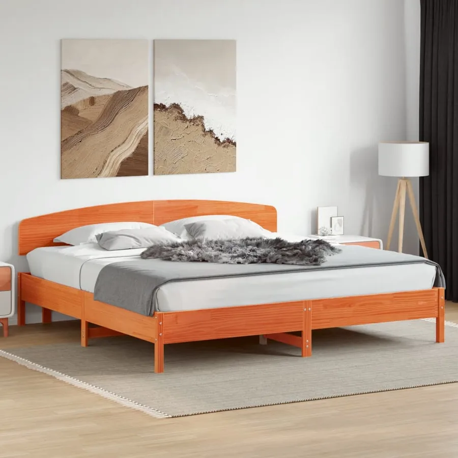 Tête de lit cire marron 200 cm bois massif de pin - 3