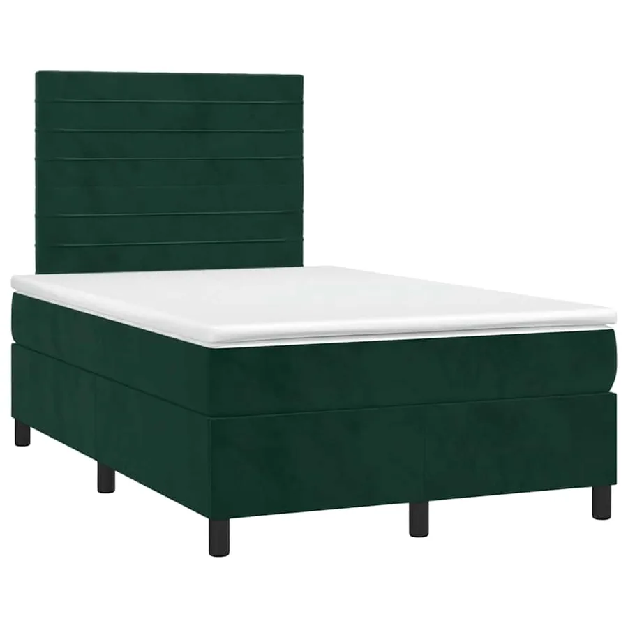 Sommier à lattes de lit avec matelas LED vert foncé 120x190 cm - 3