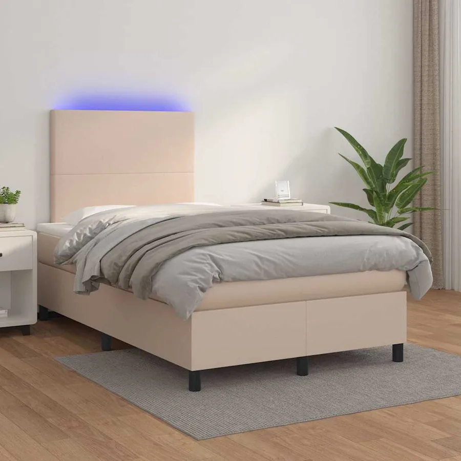 Sommier à lattes de lit avec matelas LED cappuccino 120x190 cm - 5