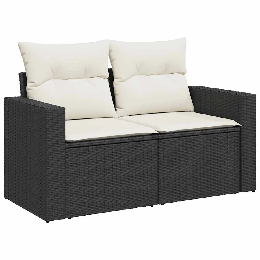 Salon de jardin avec coussins 13 pcs noir résine tressée - 5