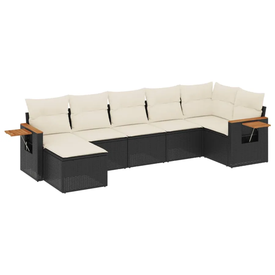 Salon de jardin 7 pcs avec coussins noir résine tressée 62 x 62 x 69 cm - 61,0 kg - 2