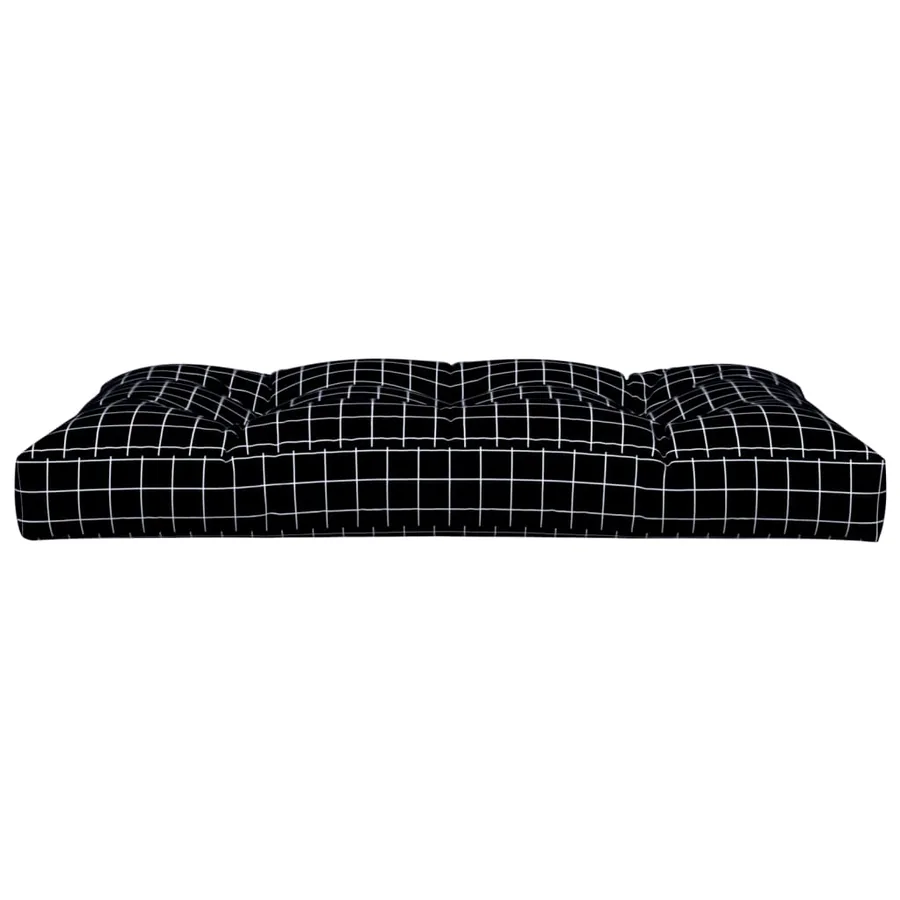 Coussin de palette motif à carreaux noir 120x80x12 cm tissu - 5