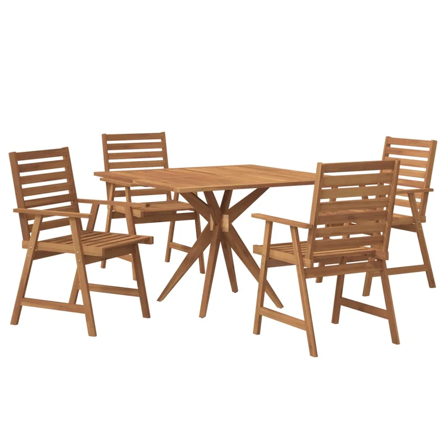 Ensemble à manger de jardin 5 pcs Bois d'acacia solide - 2