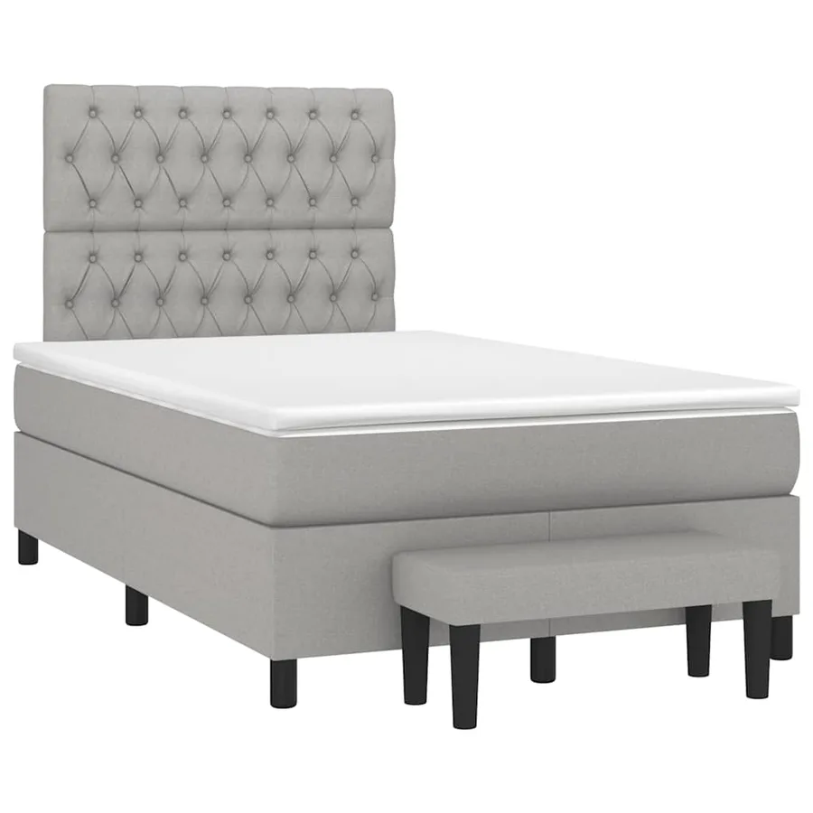 Sommier à lattes de lit et matelas gris clair 120x190 cm tissu - 2