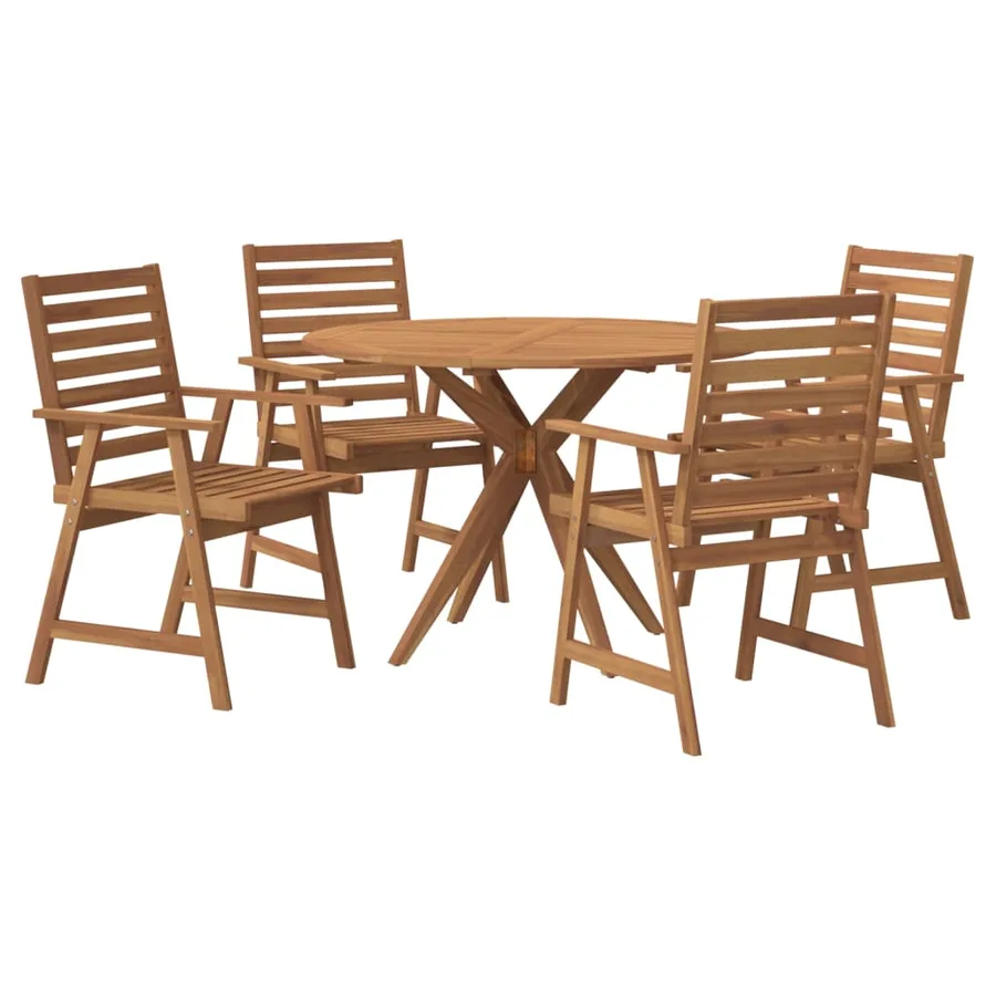 Ensemble à manger de jardin 5 pcs Bois d'acacia solide - 2