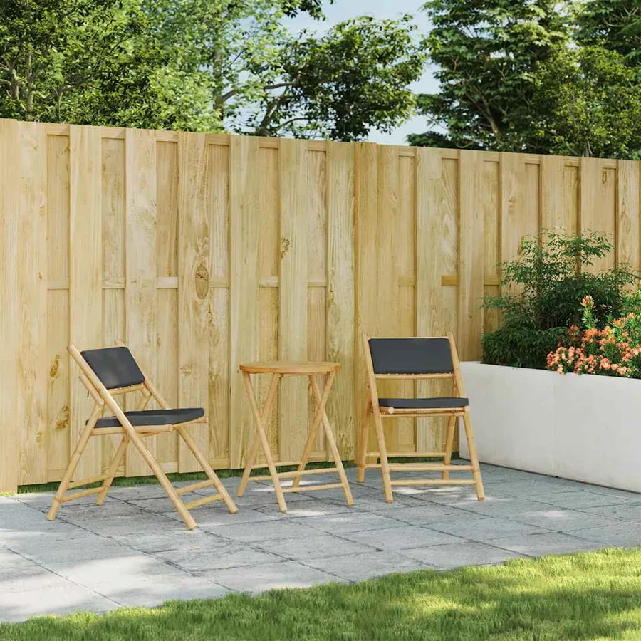 Table de jardin pliable Ø55x75 cm bambou - 3