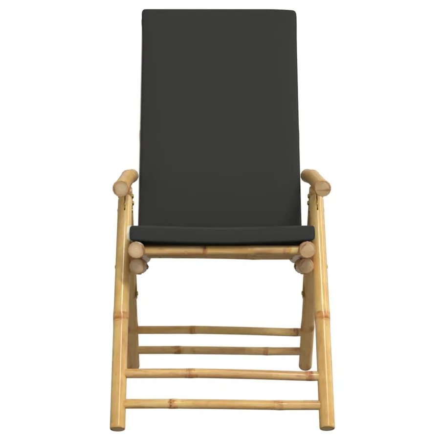 Chaises inclinables de jardin pliantes lot de 6 coussins bambou - 4