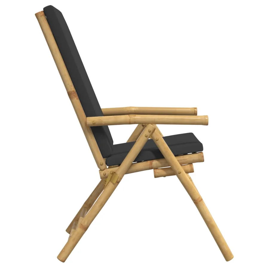 Chaises inclinables de jardin pliantes lot de 6 coussins bambou - 5