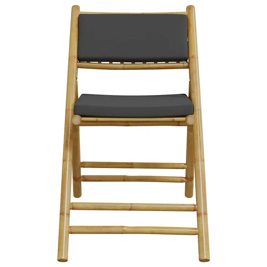 Chaises de bistro pliantes lot de 6 coussins gris foncé bambou - 4