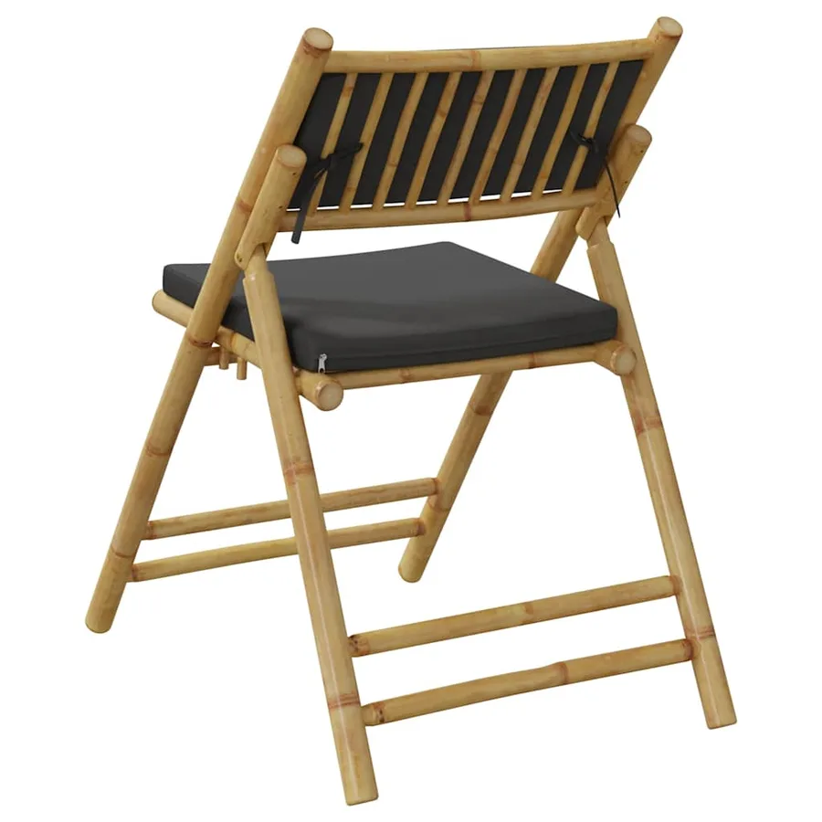 Chaises de bistro pliantes lot de 6 coussins gris foncé bambou - 6