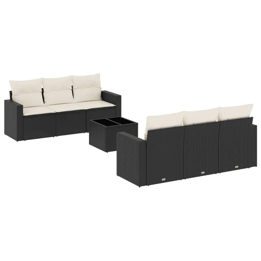 Salon de jardin 7 pcs avec coussins noir résine tressée 55 x 62 x 69 cm - 62,2 kg - 2