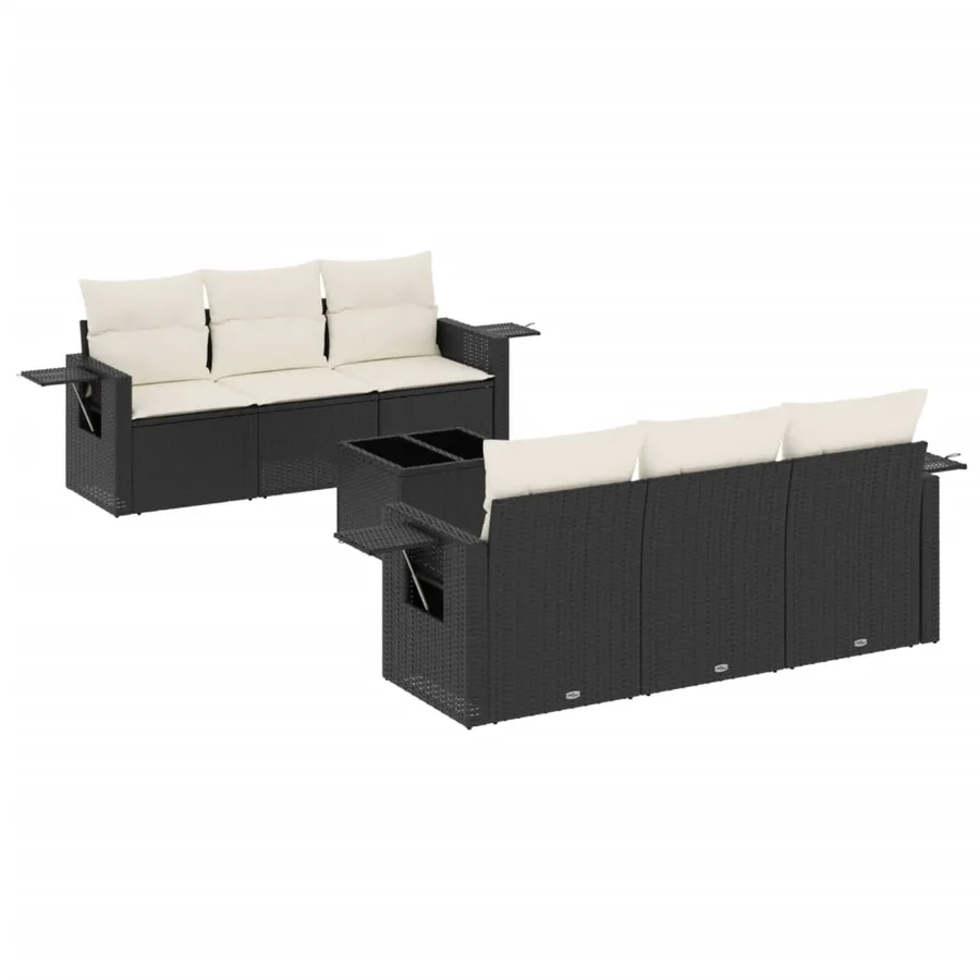 Salon de jardin 7 pcs avec coussins noir résine tressée 55 x 62 x 69 cm - 64,6 kg - 2