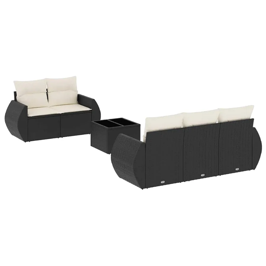 Salon de jardin 6 pcs avec coussins noir résine tressée - 2