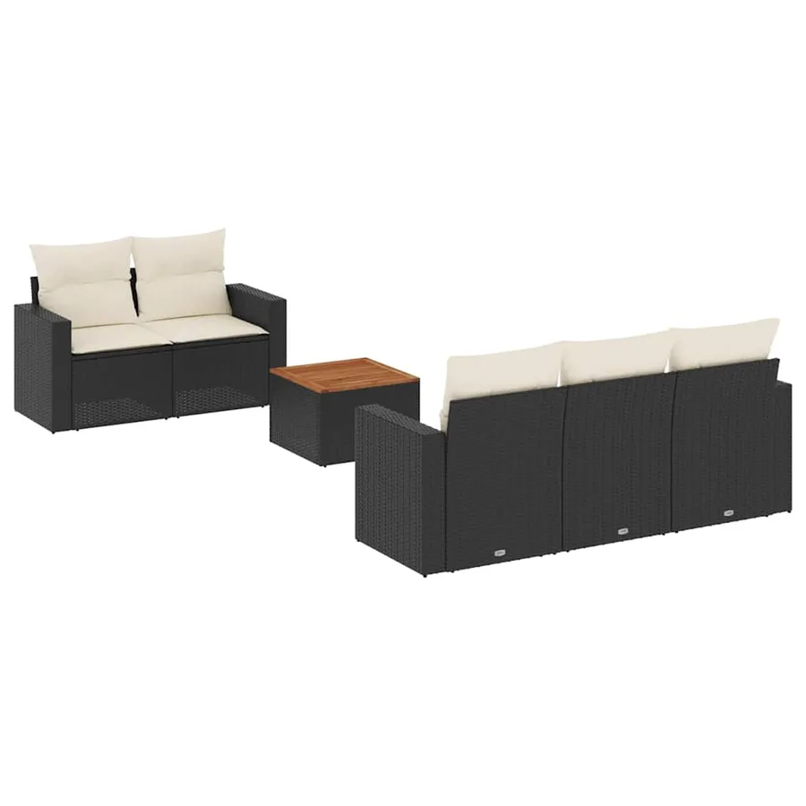 Salon de jardin 6 pcs avec coussins noir résine tressée - 2