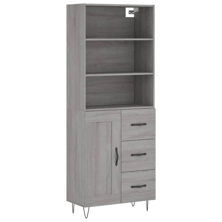 Buffet haut Sonoma gris 69,5x34x180 cm Bois d'ingénierie - 2