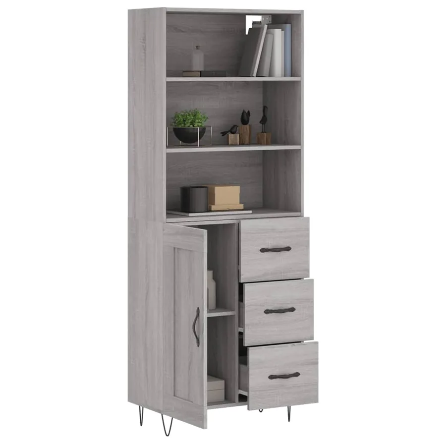 Buffet haut Sonoma gris 69,5x34x180 cm Bois d'ingénierie - 3