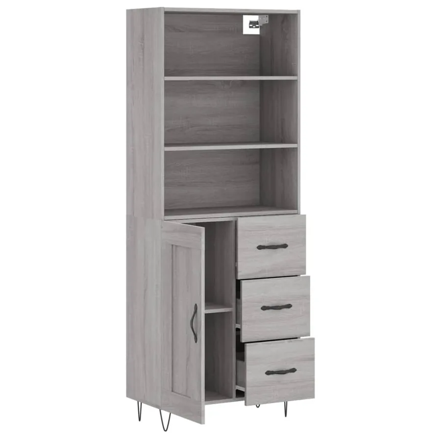 Buffet haut Sonoma gris 69,5x34x180 cm Bois d'ingénierie - 4