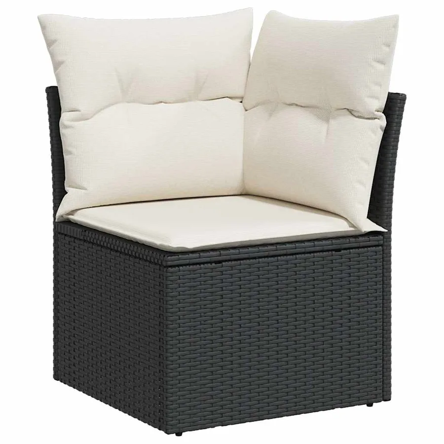 Salon de jardin 10 pcs avec coussins noir résine tressée - 4