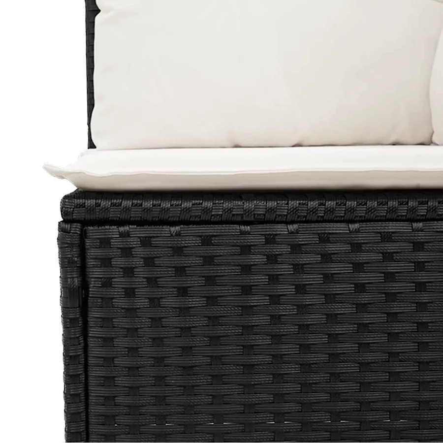 Salon de jardin 10 pcs avec coussins noir résine tressée - 6